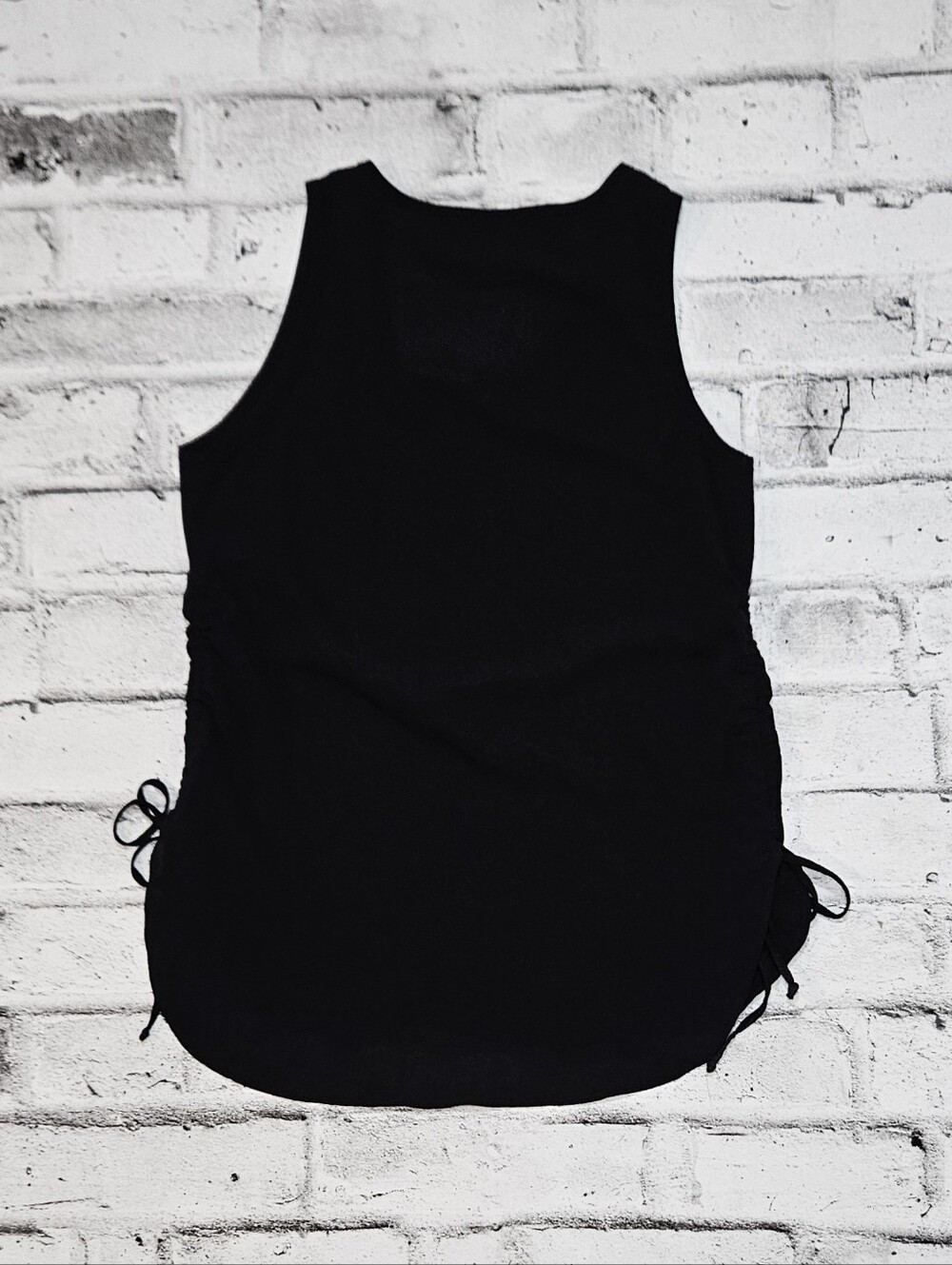 Mandee Black Sleeveless Ruched Side Tank Top Stretch Size Small - Picture 7 of 12
